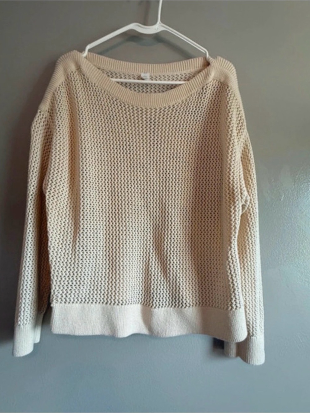 Old Navy Cream Open-Knit Crewneck Sweater
